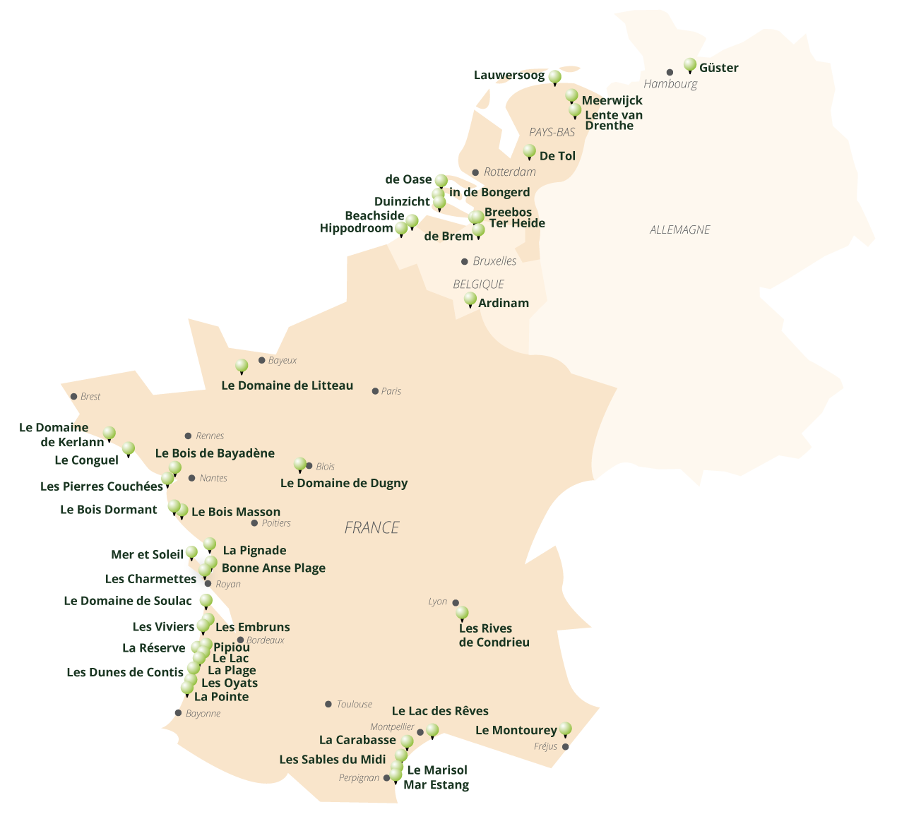 Carte des villages Siblu en 2023